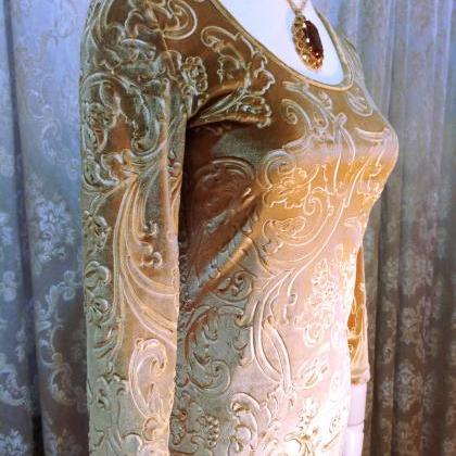 Golden Velvet Bodycon Dress/ Shift Dress /prom..